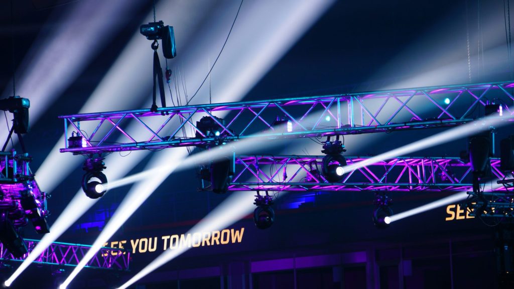 a group of lights that are on a stage
